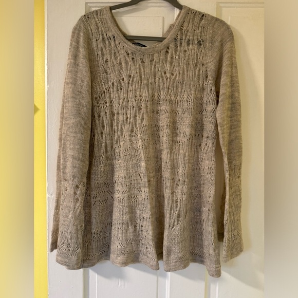 Simply Vera Wang Boho Crocheted Detailing Flared Long Sleeve Sweater• Large - Picture 1 of 7